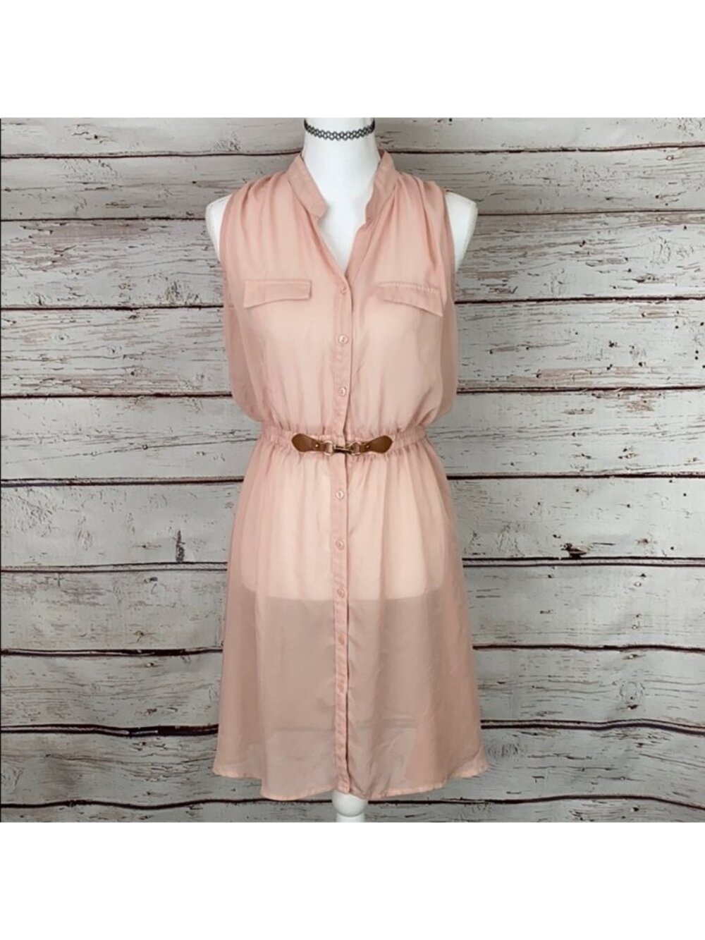 R & B Sheer Pink Sleeveless Dress Medium